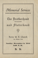 Program, Memorial Services, The Brotherhood And Sisterhood At Burns M.E. Church, December 6, 1942