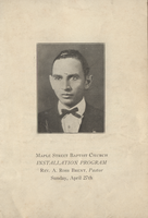 Program, Installation Of Rev. A. Ross Brent, Pastor; Maple Street Baptist Church, April 27, 1928