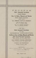 Program, 9Th Annual Session Central District, Iowa, So. Dakota, Minnesota And Nebraska, General Baptist Association, Mt. Hebron Baptist Church, West Des Moines; 9Th Annual Session Of The Women's Convention, Auxiliary To Iowa, So. Dakota, Minnesota And Nebraska, Home And Foreign Mission Convention; October 13 And 14, 1942