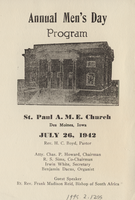 Program, Annual Men's Day Program, St. Paul A.M.E. Church, July 26, 1942